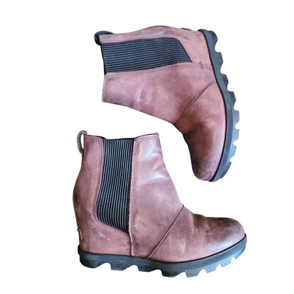 Sorel Boots Women's 6.5 Mahogany Red Brown Wedge Joan of Arctic II Pull On